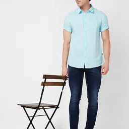 SPYKAR Spread Collar Short Sleeves Regular Fit Opaque Casual Shirt image 5