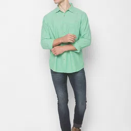 SNX Classic Tailored Fit Opaque Self Design Pure Cotton Casual Shirt image 3