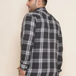 John Pride Plus Size Tartan Checks Checked Pure Cotton Casual Shirt image 4