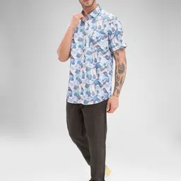 SPYKAR Men Slim Fit Abstract Opaque Printed Casual Shirt image 2