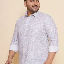 John Pride Men Spread Collar Printed Plus Size Pure Cotton Casual Shirt image 5