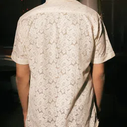 JAVINISHKA Classic Self Design Floral Cuban Collar Crochet  Shirt image 5