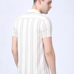 POE Men Smart Slim Fit Opaque Striped Casual Shirt image 5