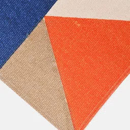 BLANC9 White & Orange Geometric Printed Cotton Carpet image 5