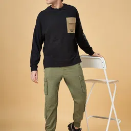 Street 808 by Pantaloons Round Neck Long Sleeves Varsity Pockets Cotton T-shirt image 5