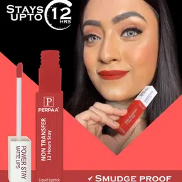 PERPAA Power Stay Non Transfer Lipstick-01 & Set of 3 Premium Red Bindis - Size 7.5,01,02 image 4