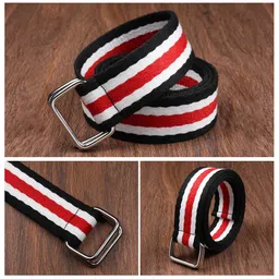 Roadster Men Striped D-Ring Buckle Belt image 5