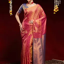 Woven Paithani Silk Blend Saree-image-0