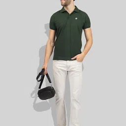 Greylongg Men Polo Collar Applique T-shirt image 2