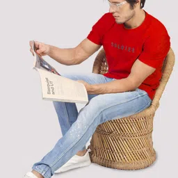 Greylongg Typography Printed Short Sleeves Round Neck Applique Cotton T-shirt image 5