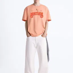 MISCHIEF MONKEY Men Typography Printed Round Neck Cotton Oversized T-Shirt image 5