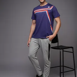 HRX by Hrithik Roshan Men Striped Printed Round Neck T-shirt image 5