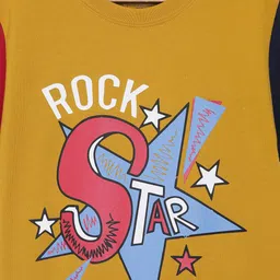 3PIN Boys White & Mustard Yellow Set Of 2 Printed T-shirts image 4