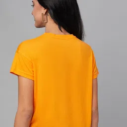 Club York Women Orange Typography Printed Cotton T-shirt image 4
