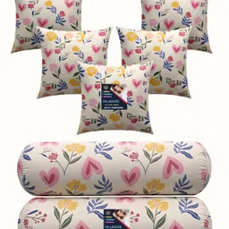 villagers Microfibre Bolster Pack of 7 Floral 5 Cushion and 2 Bolster-picture-33