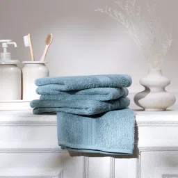 feather & spun Mint Breeze 100% Organic Cotton Solid 550 GSM Face Towels (4 Pc) image 1