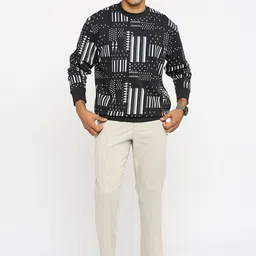 Basics Comfort Fit Geometric Printed Cotton Pullover Sweatshirt image 5