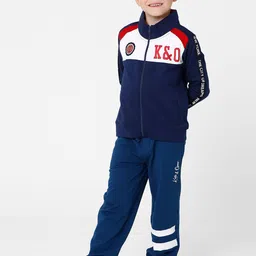 KATE & OSCAR Boys Colourblocked Mock Collar  Front-Open Cotton Sweatshirt image 2