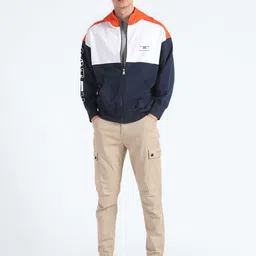 Flying Machine Colourblocked Hooded Front Open Pure Cotton Sweatshirt image 5