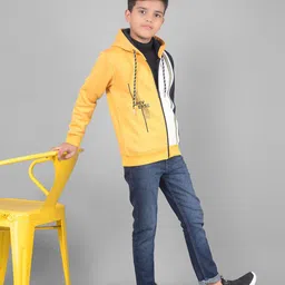 Crimsoune Club Boys Colourblocked Hooded Front-Open Sweatshirt image 5