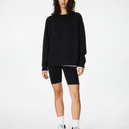 MISCHIEF MONKEY Long Sleeves Fleece Cotton Longline Oversized Pullover Sweatshirt image 5