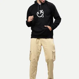 Mad Over Print Black Graphic Printed Hooded Fleece Pullover Sweatshirt image 5