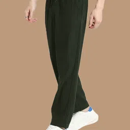 indiclub Men Relaxed Dark Green Corduroy Trousers image 3