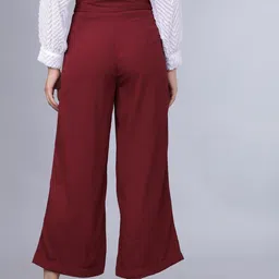 tokyo talkies Women Regular Fit Maroon Viscose Rayon Trousers image 2