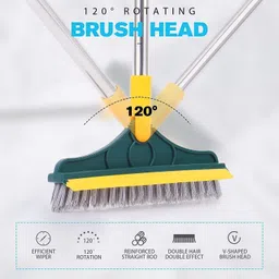 rhhg ecom 3 in 1 Toilet Brush Bathroom Brush 180° Rotate Bathroom Floor Cleaning Brush Plastic Wet and Dry Brush image 3