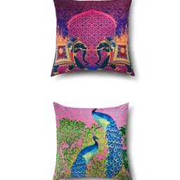 sej by nisha gupta Green Traditional Cotton 16 x 16 Inches Cushion Covers (Set of 8) image 5