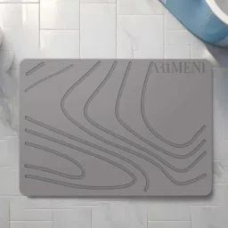 the artment Grey Abstract 16x12 Inches AntiSkid Super Water Absorbent Stone Bath Mat image 1