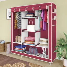 huenish 88130 Storage Organizer Shelves for Clothes Racks Non Woven Fabric Almirah Carbon Steel Collapsible Wardrobe-picture-31
