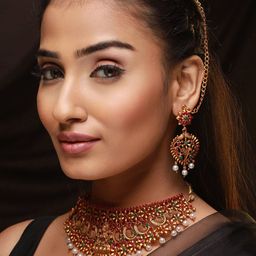 Anouk Women Gold-Plated Stone-Studded & Beaded Jewellery Set-picture-18