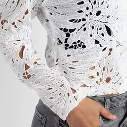 Campus Sutra Floral Self Design Spread Collar Windcheater Tailored Jacket image 4