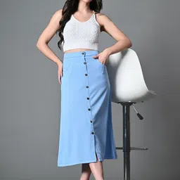 DressBerry Ribbed Embellished A-Line Midi Slit Skirt image 3