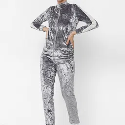 Sweet Dreams Women Grey Textured Tracksuit image 2