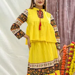 Rashmi Shree Creation Floral Printed Mandarin Collar Neck Top With Maxi Skirt Co-Ords image 2