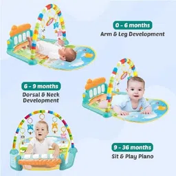 sharnga Play Gym for Babies 0 to 12 Months Musical Piano Keyboard Hanging Rattles Baby Gym Piano Piano Mat image 4
