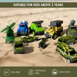 medivedas Army Military Vehicle Play Toy (10 Pcs Set) Battalion Jeep, Missile Truck & More image 2
