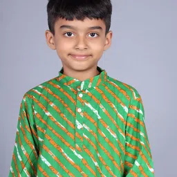 BAESD Boys Leheriya Printed Pure Cotton Kurta With Pyjama image 2