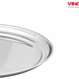 vinod Stainless Steel Rajbhog Plate Set of 6 Pieces, Diameter 28.5cm (RB12) Dinner Plate image 5