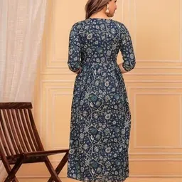 navya clothingo Women Floral Print, Printed Pure Cotton Anarkali Kurta image 2