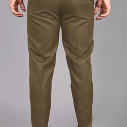 streetvibes Men Regular Fit Brown Cotton Blend Trousers image 2