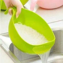 evershinet Kitchen Rice Bowl Plastic Fruit Drain Basket with Handle Washing Basket (1 PCS) Colander-picture-14