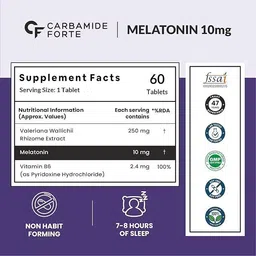 carbamide forte Melatonin 10 mg with Tagara 250mg | Sleeping Tablet for Deep Sleep image 2