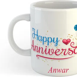 uniarawalas Happy Anniversary Anwar Name Ceramic Coffee Mug-picture-19