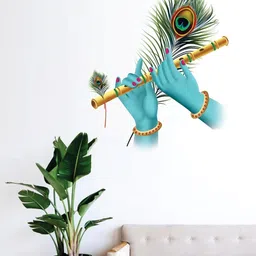 meerangi 47 cm Divine Krishna Flute Hands Wall Sticker (47CM × 47CM) Self Adhesive Sticker image 4