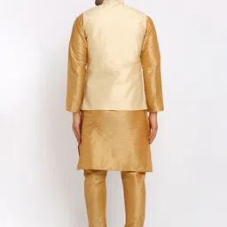 KRAFT INDIA Men Gold-Toned Kurta and Churidar with Embroidered Nehru jacket image 4