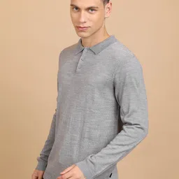 highlander Men Solid Round Neck Grey Sweater image 3