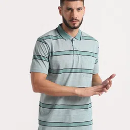 inkkr Pack of 2 Men Striped Polo Neck Polycotton Multicolor T-Shirt image 3